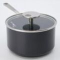 Silberfarben-schwarze Stielkasserolle 16cm