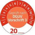 Avery Zweckform 7907 Prüfplaketten „DGUV Vorschrift 3“ 20__zum Selbereintragen, extrem robust, Ø 30 mm, 80 Stück/10 Bogen, Vinylfolie, rot