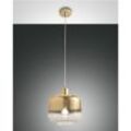 Fabas Luce Moderne Glas Pendelleuchte CATHY 1-flammig E27 gold verspiegelt mit Farbverlauf