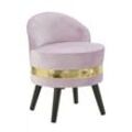 Dmora - Mini-Holzstuhl, Bezug aus Schwamm und synthetischem Samt, rosa Farbe mit goldenem Band, Maße 45 x 62 x 45 cm