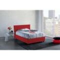 Quadratisches und halbes Bett Ashasa, Containerbett mit Stoffbespannung, 100% Made in Italy, Frontöffnung, passend für Matratze Cm 120x190, Rot
