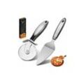 2 Pieces Pizza Cutters & Pizza Shovel Set,Stainless Steel With Non-Slip Handle,For Cutting Bread And Cake Sandwiches Waffles,Grey,Suitable For Pizza