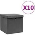10 Stk. Aufbewahrungsboxen,Werkzeugaufbewahrung,Lagerbox mit Deckeln 28x28x28 cm Grau CIW69776 Maisonchic