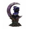 Horror-Shop Merchandise-Figur Schwarze Katze mit Hexenhut & violetter Mondsichel