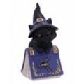 Horror-Shop Merchandise-Figur Schwarzes Kätzchen mit Hexenhut & Zauberbuch 12