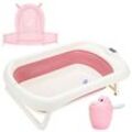 Baby Badewanne Babywanne mit Stöpsel-Leichte Entwässerung-mit Temperaturanzeige, Sicherheitsnetz- rosa - Swanew
