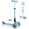 Globber Scooter Junior Foldable Lights pastellblau-Flowers mit Leuchtrollen