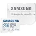 Samsung EVO Plus (2024) 256GB inkl. SD-Adapter Speicherkarte (256 GB, Video Speed Class 30 (V30)/UHS Speed Class 3 (U3), 160 MB/s Lesegeschwindigkeit), weiß