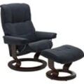 Relaxsessel STRESSLESS "Mayfair" Sessel Gr. Leder PALOMA, Classic Base Braun, Relaxfunktion-Drehfunktion-Plus™System-Gleitsystem, B/H/T: 79 cm x 101 cm x 73 cm, blau (shadow blue paloma) Lesesessel und Relaxsessel