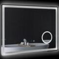 kleankin LED Badezimmerspiegel, 80 x 60 cm Badspiegel mit 3x Vergrößerung