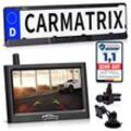 CARMATRIX Solar Funk Rückfahrkamera mit Monitor Rückfahrsystem kabellos mit Solarpanel für PKW