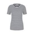 TOM TAILOR DENIM Damen Slim Fit T-Shirt mit Streifen, blau, Streifenmuster, Gr. M