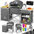 Campingschrank Campingküche mit Aluminiumgestell inkl.Tragetasche Kocherschrank für Camping Outdoor-Campingmöbel Typ Big (Grau) - Grau - Kesser