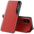 Eco Leather View Case Buch Tasche Leder Handyhülle Schutzhülle aufklappbare Hülle Standfunktion kompatibel mit Huawei P30 Pro Rot