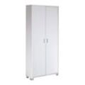 Schmaler Mehrzweck-Kleiderschrank mit zwei Türen und acht Einlegeböden Esche Weiß 83x29x h190 cm