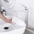 Ubeegol - Wasserhahn Bad Waschtischarmaturen mit Hoher Auslauf für Badezimmer Waschbecken Chrom Große Mischbatterie für Badezimmer Messing