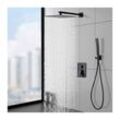 Unterputz Duschsystem Schwarz Duschset Regendusche Duscharmatur aus Messing 12 Zoll Kopfbrause Dusche mit Handbrause Schwarz