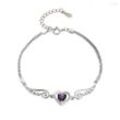 Mrichbez Charm-Armband 925 Silber lila Diamant Herz Armband für Frauen (1-tlg)