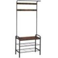 Garderobe - 73,5x36x184cm, Industrial Holz dunkel, rustikal