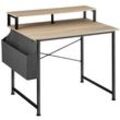 Schreibtisch mit Ablage und Stofftasche - Industrial Holz hell, Eiche Sonoma, 120 cm