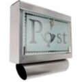 Edelstahl Briefkasten mit Glasfront und Zeitungsröhre - silber
