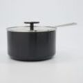 Schwarze Stielkasserolle mit Glasdeckel 18cm