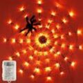 Spinnennetz-Deko-Lichter, Halloween-Spinnennetz-Lichterkette, gruselige Dekoration, 70 LEDs, 1 m, wasserdichtes Licht, Außen, Innen, Wand,