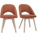 Skandinavische Stühle aus Stoff mit strukturiertem Samteffekt in Rostbraun und hellem Holz (2er-Set) COSETTE