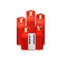 Randaco LED-Kerze 5er LED Kerzen Echtwachs Set flackernde Flamme mit Fernbedienung Timer (5-tlg.