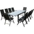 Gartentisch und 10 Stühle aus grauem Aluminium ravenne - Grau
