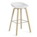 HAY - About A Stool AAS 32 H 85 cm, Eiche lackiert / Edelstahl / white 2.0
