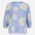 Blauer Pullover mit Gänseblümchen-Muster