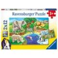 Ravensburger Kinderpuzzle - 07602 Tiere im Zoo - Puzzle für Kinder ab 3 Jahren, mit 2x12 Teilen