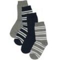 ewers - Socken RINGEL & UNI 4er-Pack in grau/navy, Gr.23-26