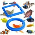2 Stück Fisch-Futterring, für Aquarienfische, Schildkröten, Zubehör, Futterkreis (Blau) Hiasdfls