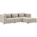 Modulares Sofa Domas l - Couch für Wohnzimmer - 3 Sitzer - Ottomane, Armlehnen & Kissen - Ecksofa Eckcouch Ecke - Garnitur Stoff Beige - Juskys