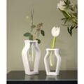 Dekoleidenschaft - 2x Vase Amphore aus Porzellan, weiß glänzend, mit Reagenzglas, Blumenvase, Reagenzglasständer
