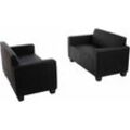 Neuwertig] Sofa-Garnitur Couch-Garnitur 2x 2er Sofa Moncalieri Kunstleder schwarz - black