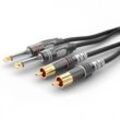 Sommer Cable HBA-62C2-0300 Klinke / Cinch Audio Anschlusskabel [2x Klinkenstecker 6.3 mm (mono) - 2x Cinch-Stecker] 3.00 m Schwarz