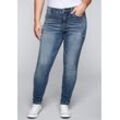 Große Größen: Skinny Stretch-Jeans mit Bodyforming-Effekt, blue Denim, Gr.100