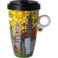 Goebel Coffee-to-go-Becher James Rizzi - "My New York City Sunset", Fine China-Porzellan, Kunststoff, mit abnehmbarem Deckel, 500 ml, gelb