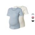 esmara® Damen Umstands-T-Shirts, 2 Stück, in modischer Ripp-Qualität