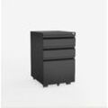 Büro-Rollcontainer mit Schublade unter Schreibtisch RC3 Farbe:Schwarz