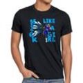 style3 Print-Shirt Herren T-Shirt Kick like a Girl final snes ps3 ps4 street beat em up arcade