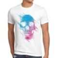 style3 Print-Shirt Herren T-Shirt Neon Skull totenkopf schädel rocker hipster tattoo festival punk