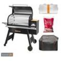 Traeger TIMBERLINE 1300 Pellet Grill schwarz inkl. Abdeckhaube, Ablaufblech-Schutzfolie + Hartholz Pellets Cherry 9 kg