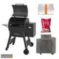 Traeger IRONWOOD 650 Pellet Grill schwarz inkl. Abdeckhaube, Ablaufblech-Schutzfolie + Hartholz Pellets Cherry 9 kg