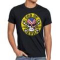 style3 Print-Shirt Herren T-Shirt God Evil Anarchy Totenkopf Sons Skull USA Flagge Flag United Rock