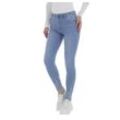 Ital-Design Skinny-fit-Jeans Damen Freizeit Used-Look Stretch Skinny Jeans in Hellblau
