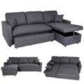Ecksofa mit Bettkasten MCW-L17, Couch Sofa L-Form, Liegefläche Nosagfederung 228cm ~ dunkelgrau
